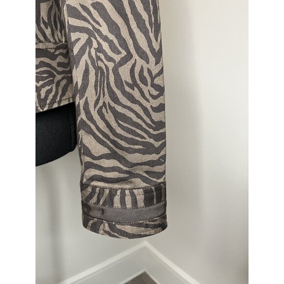 White House Black Market Women's Chocolate Brown Zebra Print Jacket Size 10 - Picture 8 of 16